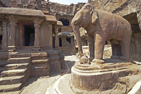 Elephant Statue at Ancient Jain Rock Temple at Ellora